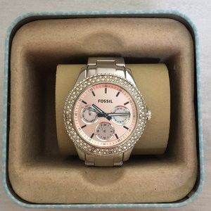 Fossil Watch. Stainless Steel. Pink Silver. Womens